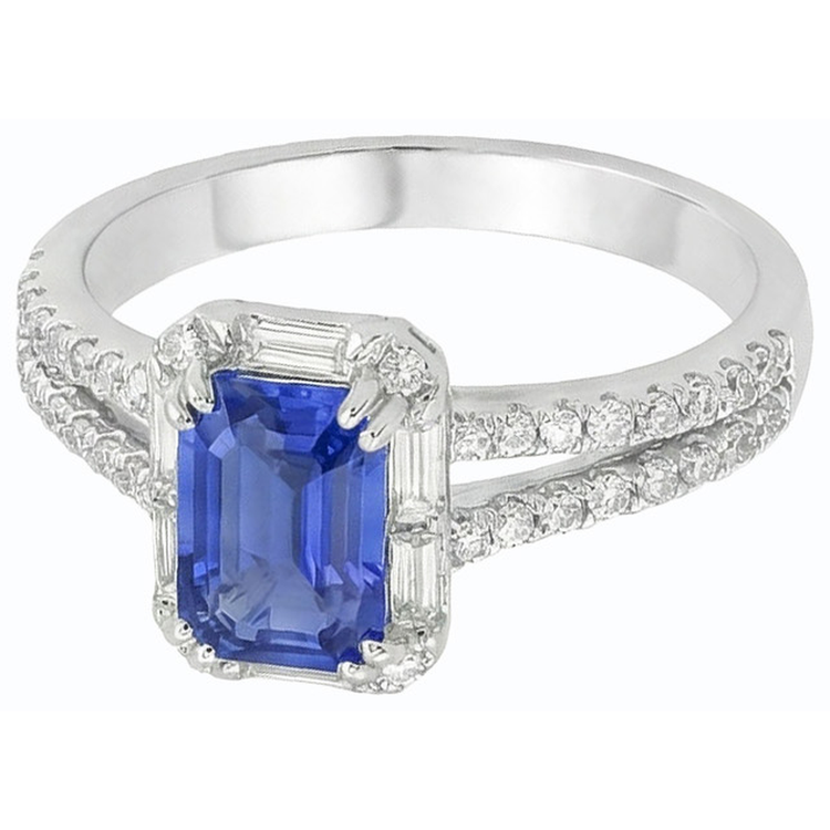Alliance Halo tige fendue Saphir du Sri Lanka & Diamants 3 Carats