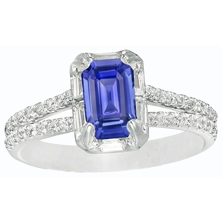 Alliance Halo tige fendue Saphir du Sri Lanka & Diamants 3 Carats
