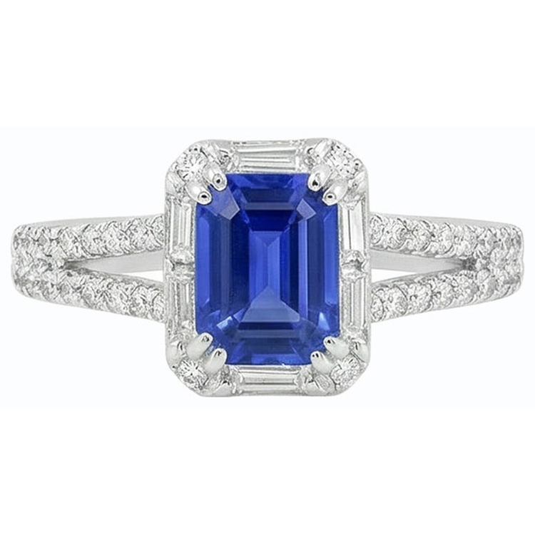 Alliance Halo tige fendue Saphir du Sri Lanka & Diamants 3 Carats