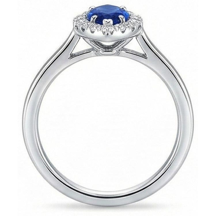 Alliance Marquise Ceylan Saphir Bleu Diamants Naturels Extraits des Mines ( et non cultivés en laboratoire ) Ronds 2 Ct Or