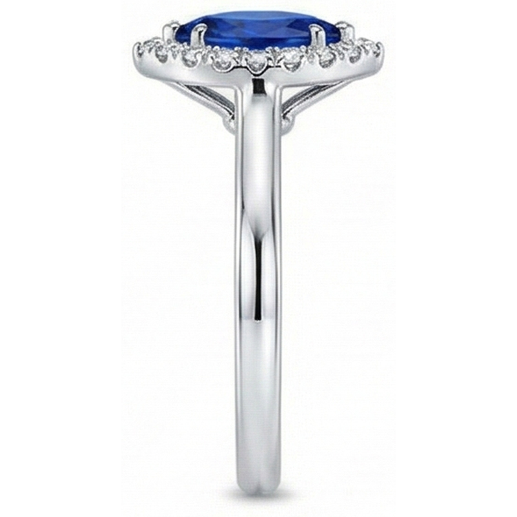 Alliance Marquise Ceylan Saphir Bleu Diamants Naturels Extraits des Mines ( et non cultivés en laboratoire ) Ronds 2 Ct Or