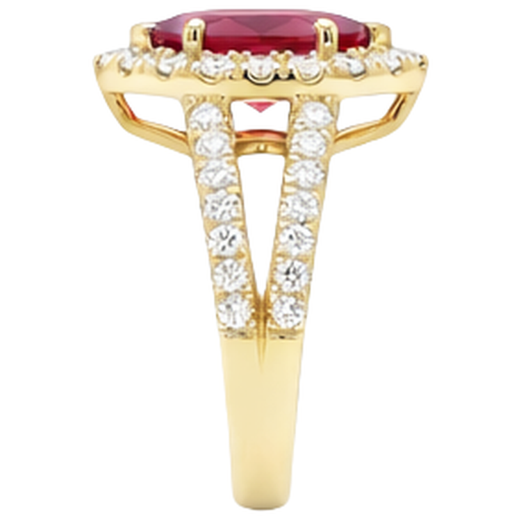 Alliance Marquise Rubis Rouge Et Diamants Naturels Extraits des Mines ( et non cultivés en laboratoire ) 3.25 Carats Or Jaune 14K