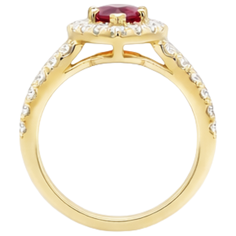 Alliance Marquise Rubis Rouge Et Diamants Naturels Extraits des Mines ( et non cultivés en laboratoire ) 3.25 Carats Or Jaune 14K