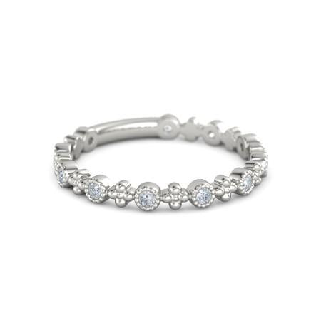 Alliance Naturel Diamant 0.55 Carats Style Antique Bijoux En Or Blanc 14K