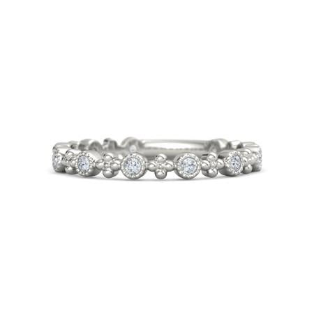 Alliance Naturel Diamant 0.55 Carats Style Antique Bijoux En Or Blanc 14K