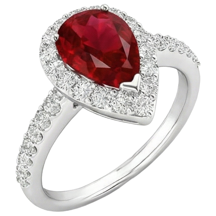naturel pear rubis 3.80carats alliance détail rapproché
