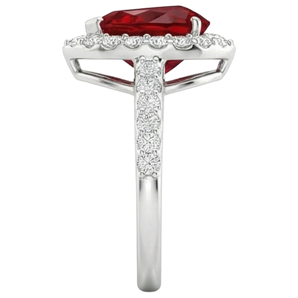 naturel pear rubis 3.80carats alliance vue de dessus
