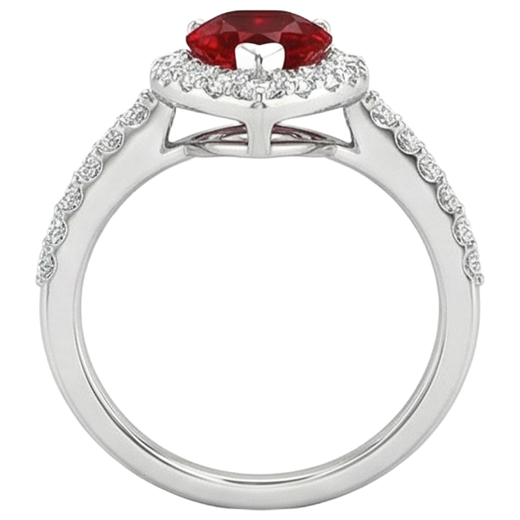 naturel pear rubis 3.80carats alliance vue de profil