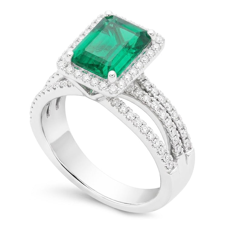 Alliance Or Blanc Diamant Naturels Extraits des Mines ( et non cultivés en laboratoire ) Émeraude Vert Émeraude 8.50 Carats