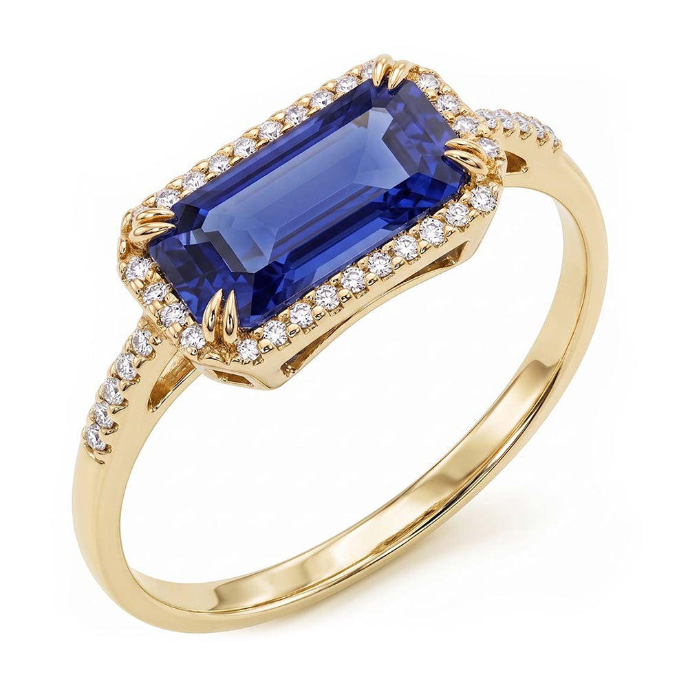 Alliance Or Jaune Halo Emeraude Ceylan Saphir 4.50 Carats
