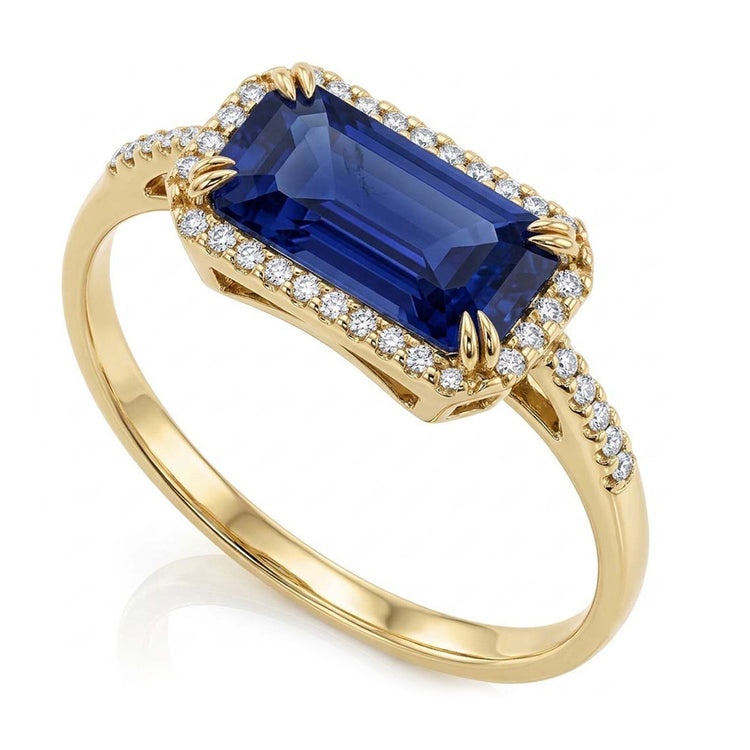 Alliance Or Jaune Halo Emeraude Ceylan Saphir 4.50 Carats