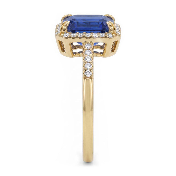 Alliance Or Jaune Halo Emeraude Ceylan Saphir 4.50 Carats