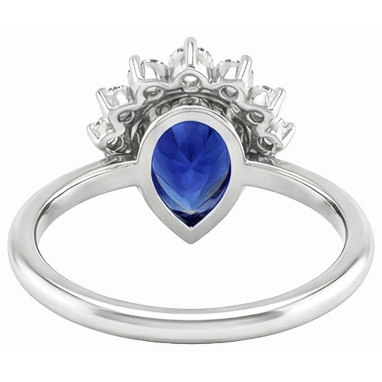 Alliance Or Lunette Sertie Saphir Ceylan Diamants 3.50 Carats