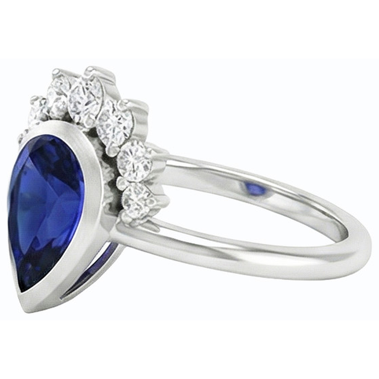 Alliance Or Lunette Sertie Saphir Ceylan Diamants 3.50 Carats