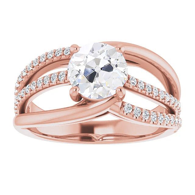 Alliance Or Véritable Diamants Ronds Taille Ancienne 4 Carats Or Rose 14K