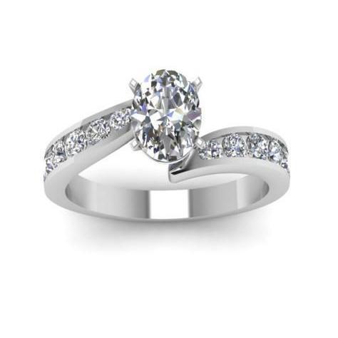 Alliance Ovale & Ronde Véritable Diamant 3 Carats Or Blanc 14K