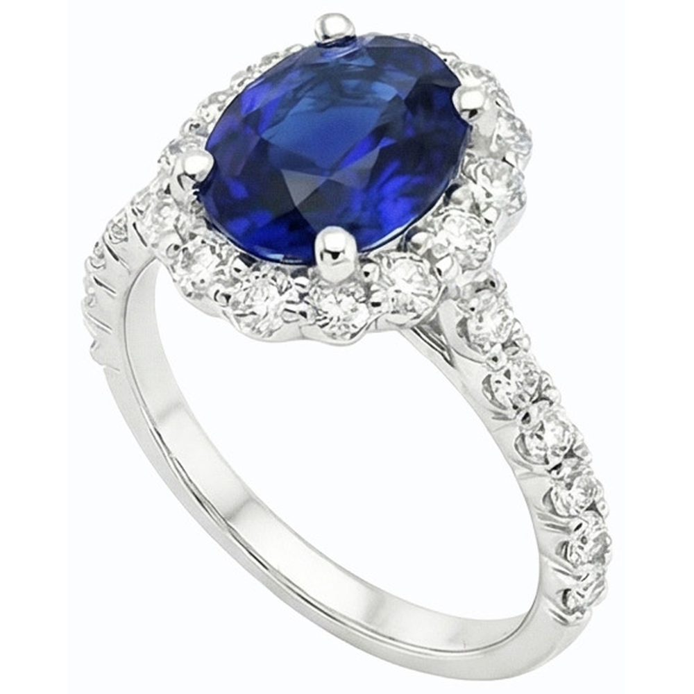 naturel oval saphir 6carats alliance vue de dessus