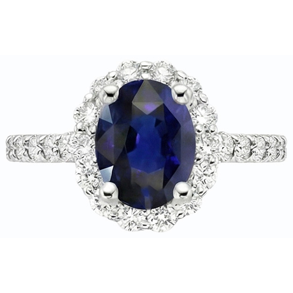 naturel oval saphir 6carats alliance vue de profil