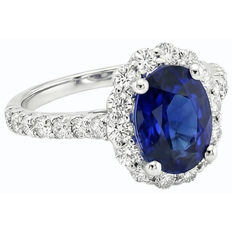 naturel oval saphir 6carats alliance sur blanc