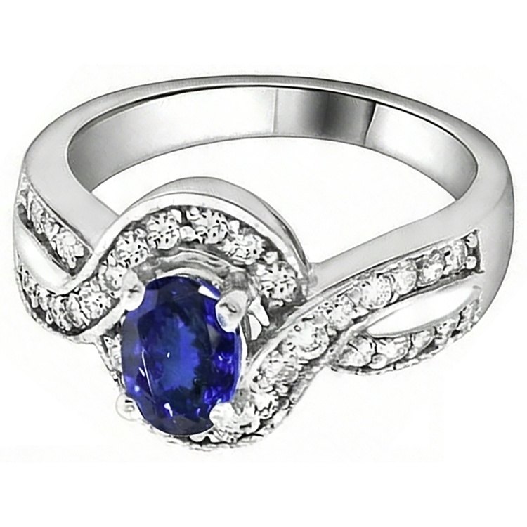 Alliance Ovale Tanzanite Et Diamants Naturels Extraits des Mines ( et non cultivés en laboratoire ) Ronds 2.50 Carats Or 14K