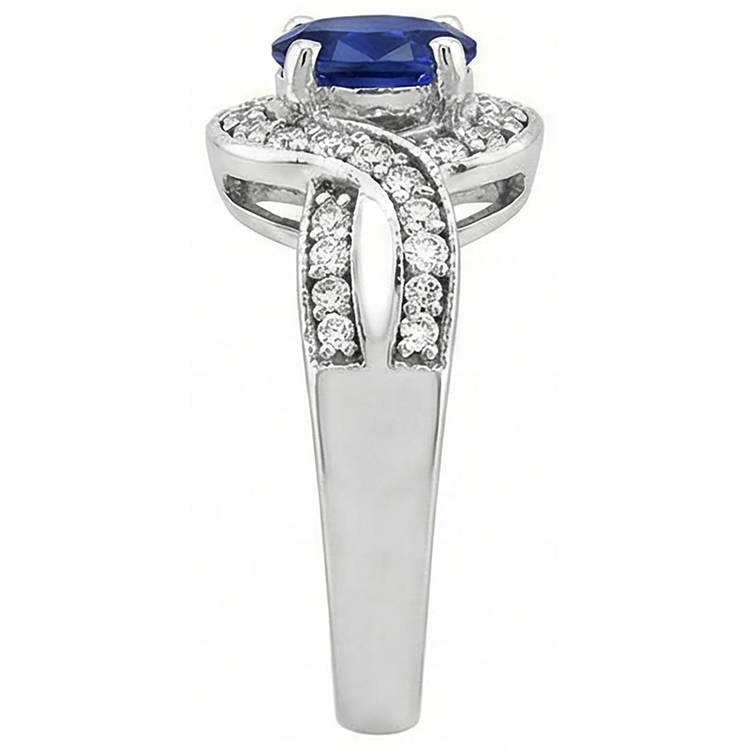 Alliance Ovale Tanzanite Et Diamants Naturels Extraits des Mines ( et non cultivés en laboratoire ) Ronds 2.50 Carats Or 14K