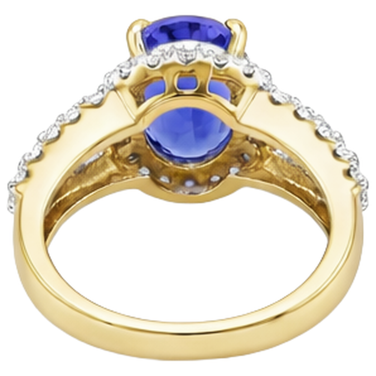 Alliance Ovale Tanzanite Et Diamants Naturels Extraits des Mines ( et non cultivés en laboratoire ) Ronds Bicolore 3.50 Carats