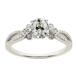 Alliance Ovale Véritable Diamant Taille Ancienne Floral Split Tige 4.20 Carats