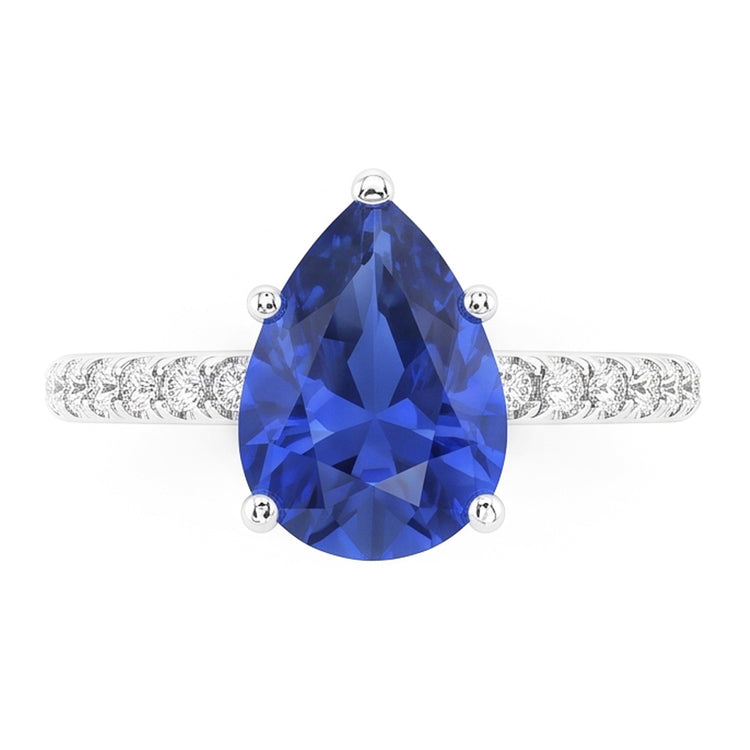 Alliance Pierres Précieuses Saphir Bleu & Pavage Diamants 3 Carats