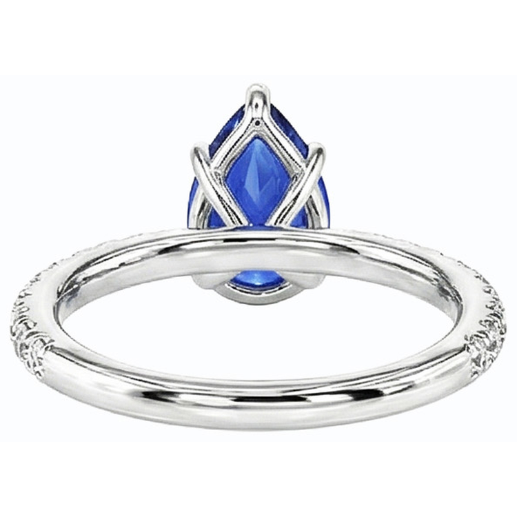 Alliance Pierres Précieuses Saphir Bleu & Pavage Diamants 3 Carats
