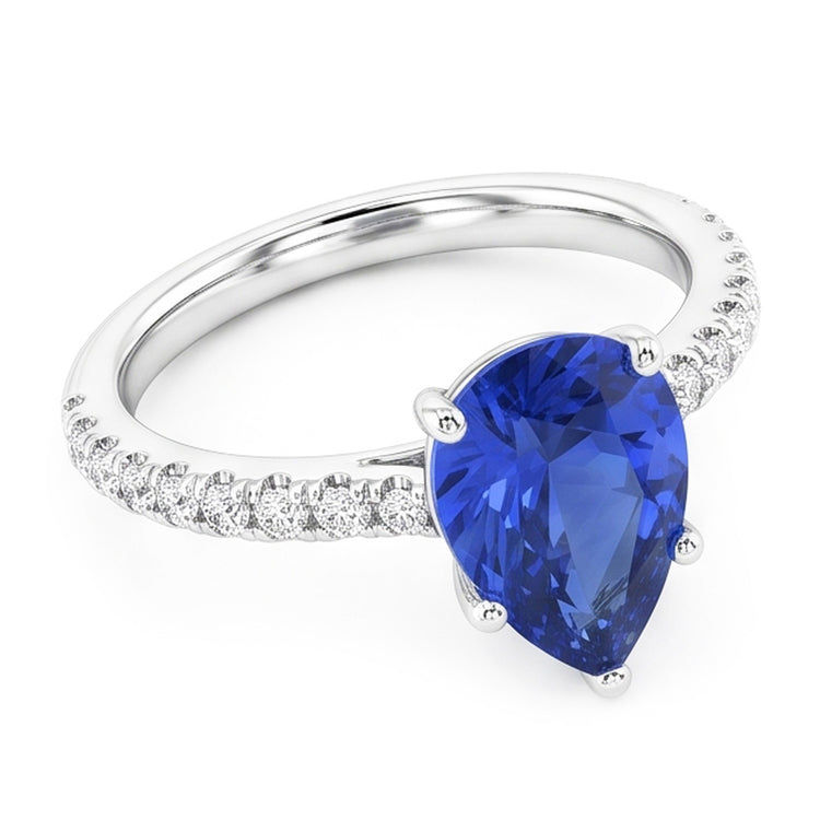 Alliance Pierres Précieuses Saphir Bleu & Pavage Diamants 3 Carats