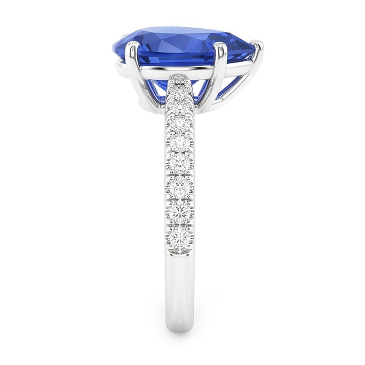 Alliance Pierres Précieuses Saphir Bleu & Pavage Diamants 3 Carats