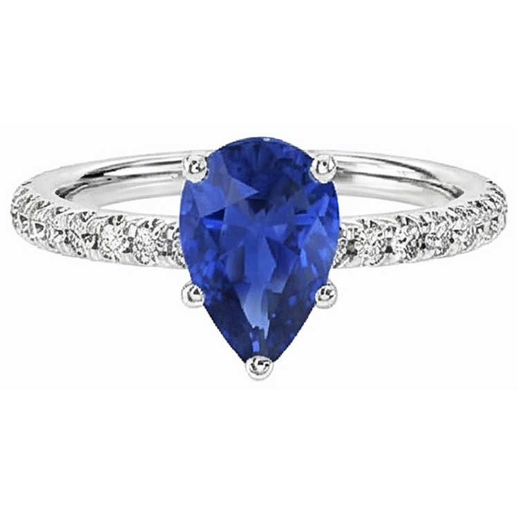 Alliance Pierres Précieuses Saphir Bleu & Pavage Diamants 3 Carats