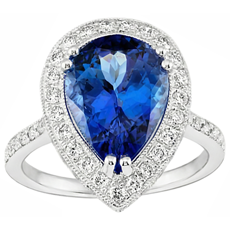 naturel pear tanzanite 2.25carats alliance angle de côté