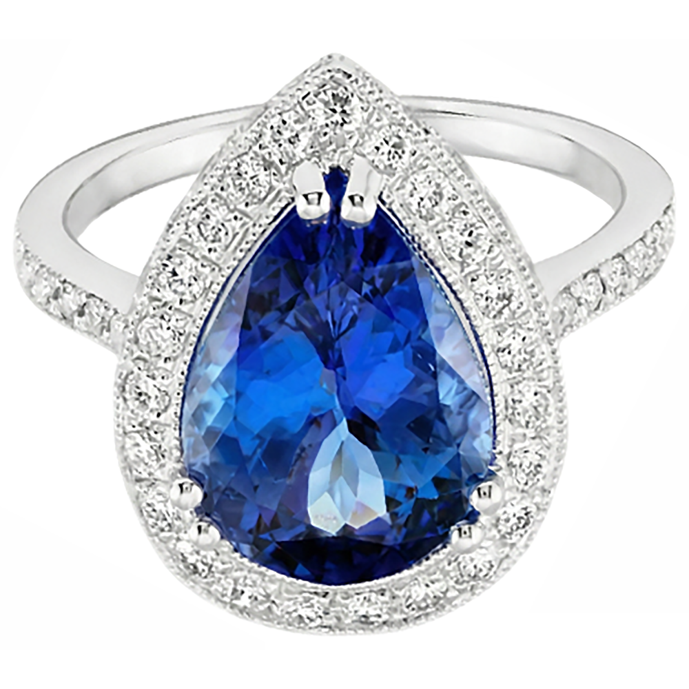 naturel pear tanzanite 2.25carats alliance détail rapproché