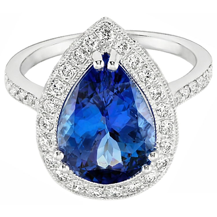 naturel pear tanzanite 2.25carats alliance détail rapproché