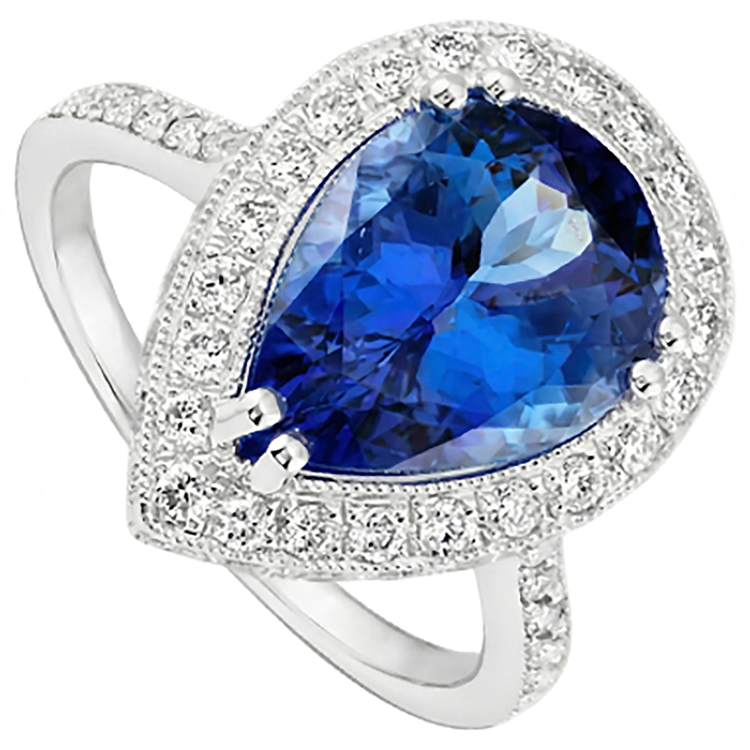 naturel pear tanzanite 2.25carats alliance vue de dessus