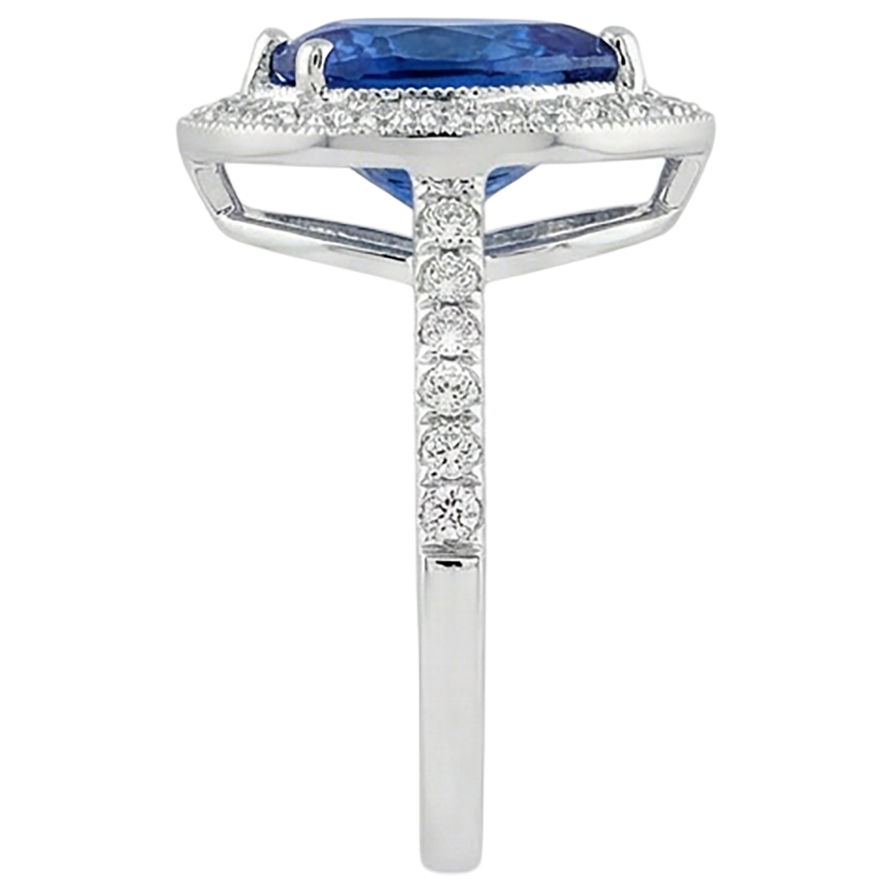 naturel pear tanzanite 2.25carats alliance vue de profil