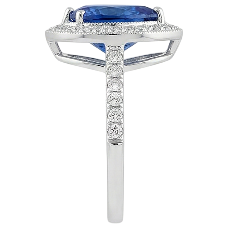naturel pear tanzanite 2.25carats alliance vue de profil