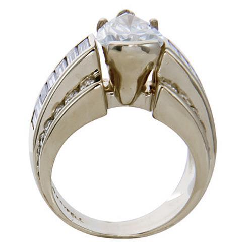 Alliance Réel Diamant Central 3 Carats Taille Poire Or Blanc Joaillerie