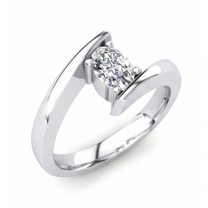 naturel oval diamant 1.25carats alliance angle de côté