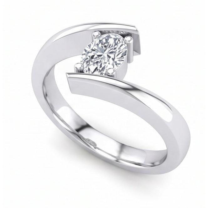 naturel oval diamant 1.25carats alliance vue de dessus
