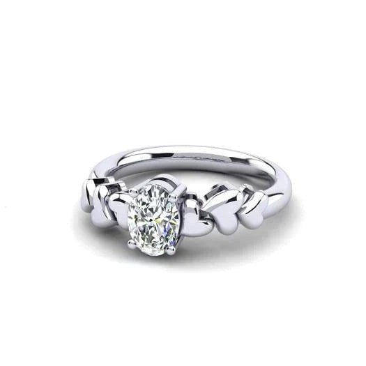Alliance Réel Diamant Solitaire Etincelant En Or Blanc Taille Ovale
