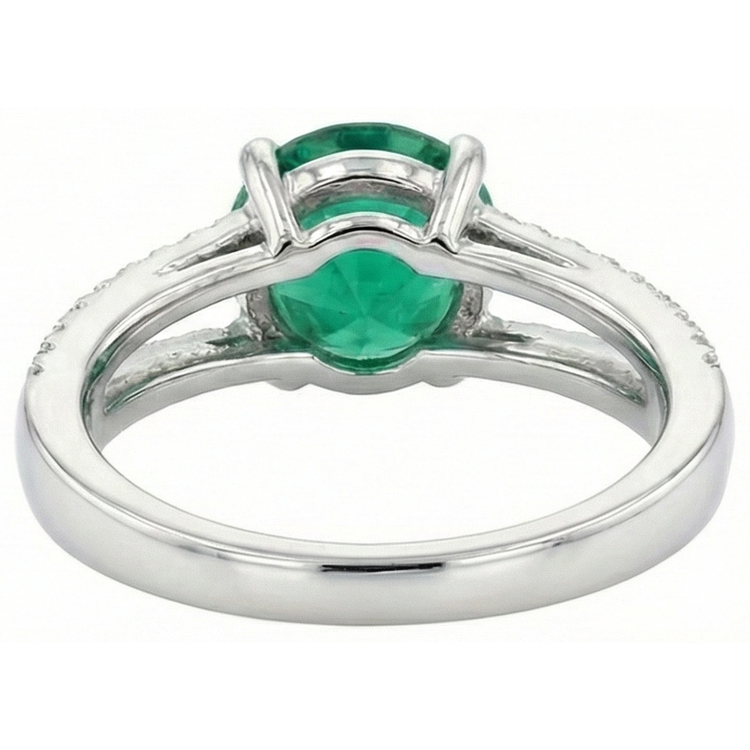 Alliance Ronde Émeraude Vert Avec Diamants Naturels Extraits des Mines ( et non cultivés en laboratoire ) 3.75 Carats Or Blanc 14K