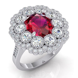 Alliance Rubis Naturels Et Diamants Naturels Extraits des Mines ( et non cultivés en laboratoire ) Or Blanc 14K 4.50 Carats