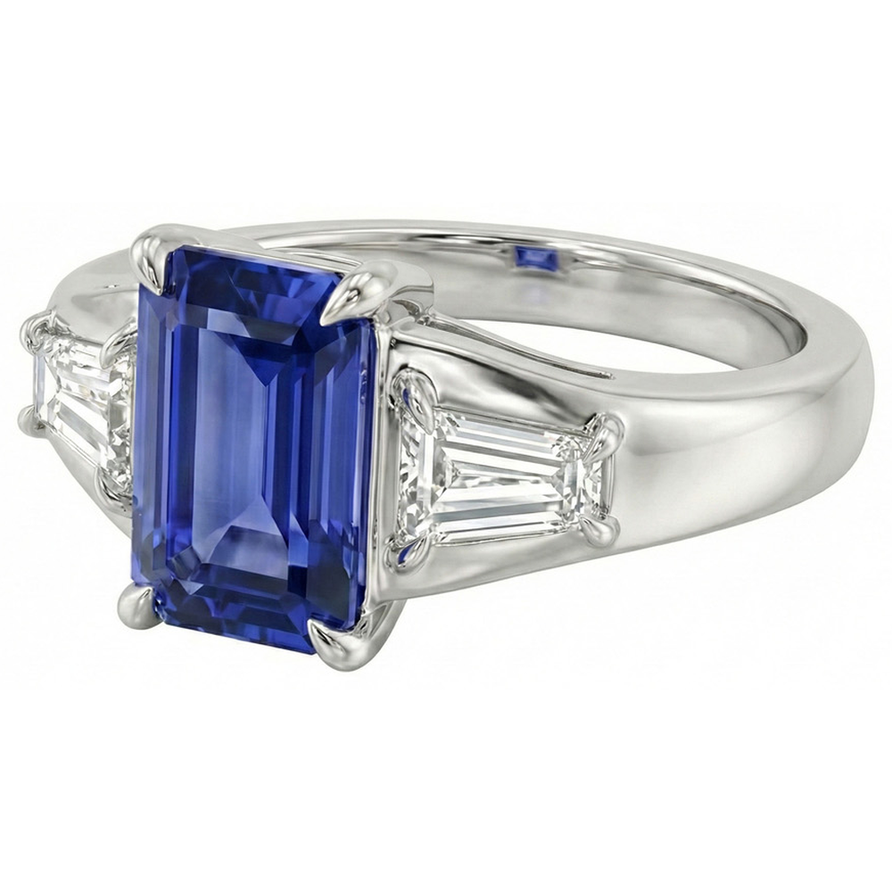 naturel baguette diamant 3carats alliance vue de face