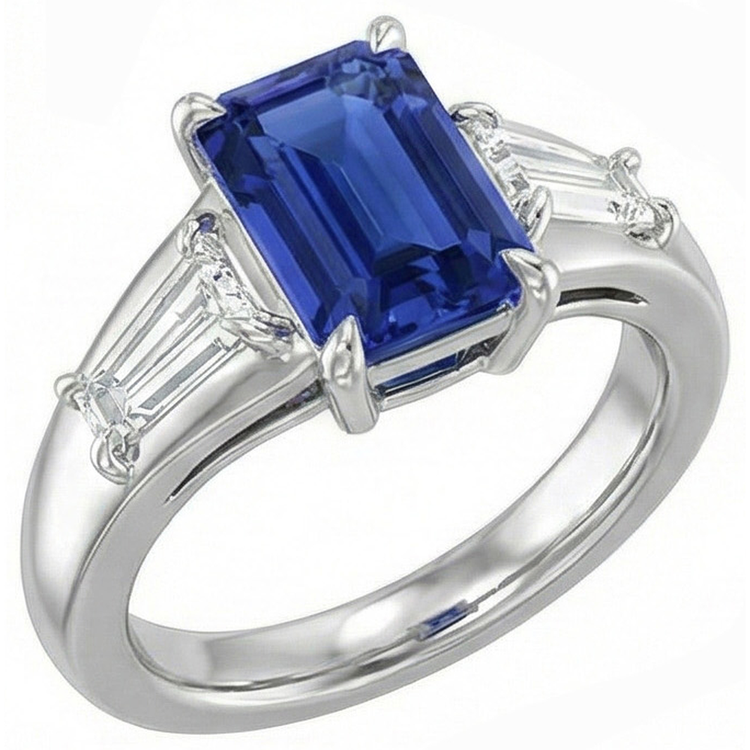 naturel baguette diamant 3carats alliance angle de côté