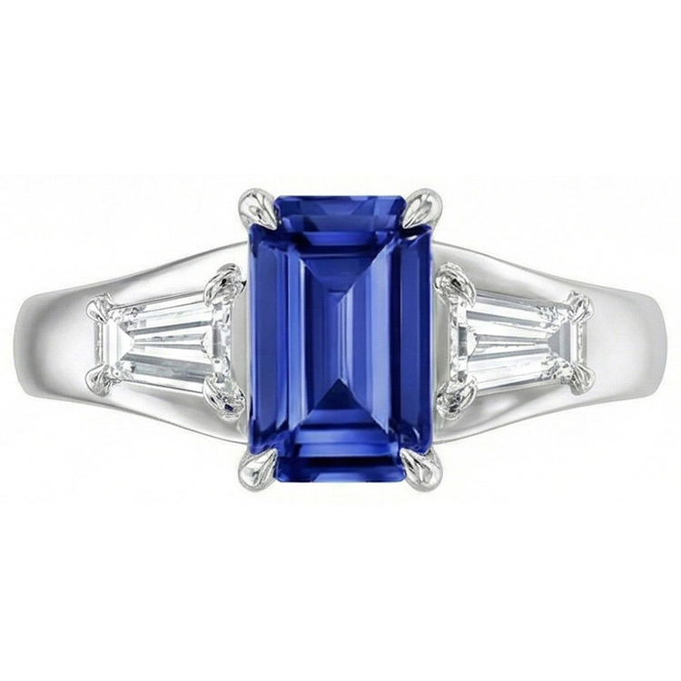 naturel baguette diamant 3carats alliance détail rapproché