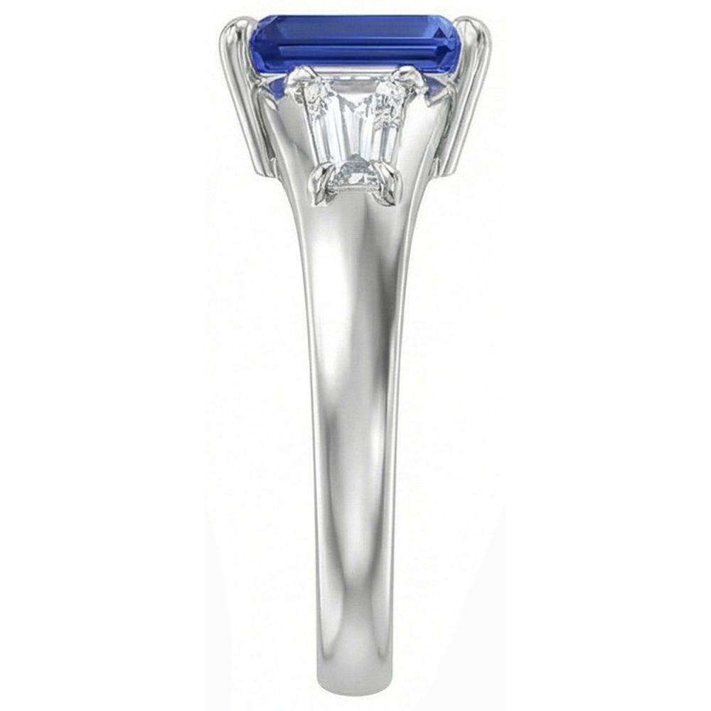 naturel baguette diamant 3carats alliance vue de dessus