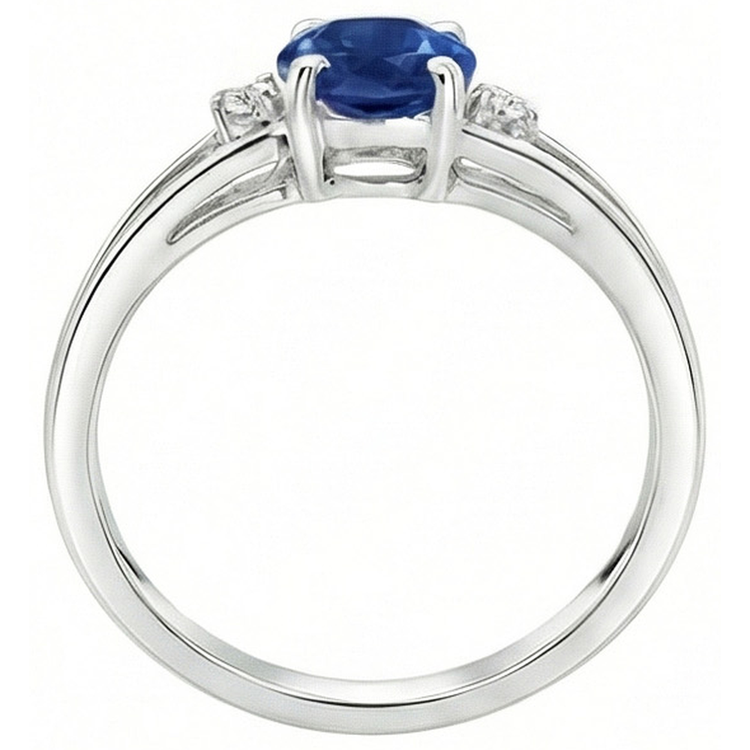 Alliance Saphir Diamant Naturels Extraits des Mines ( et non cultivés en laboratoire ) 2.20 Carats Or Blanc 14K