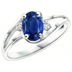 Alliance Saphir Diamant Naturels Extraits des Mines ( et non cultivés en laboratoire ) 2.20 Carats Or Blanc 14K